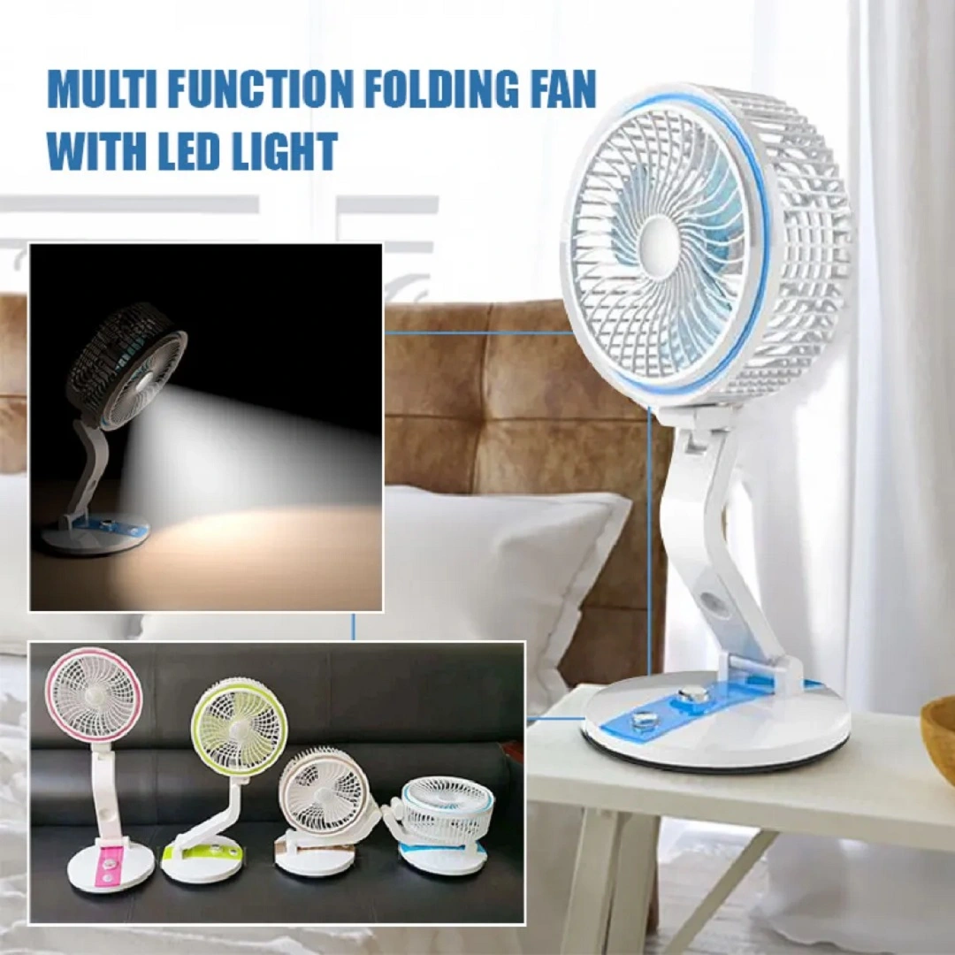 USB Rechargeable Folding Fan with LED Light LR-2018 – Portable Mini Fan for Travel & Home